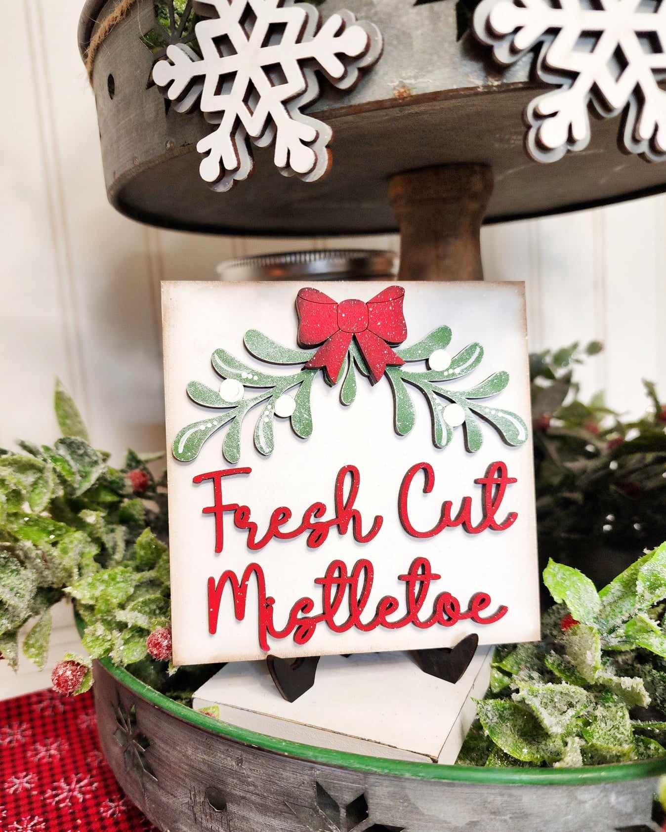Mistletoe Christmas Tiered Tray DIY Kit