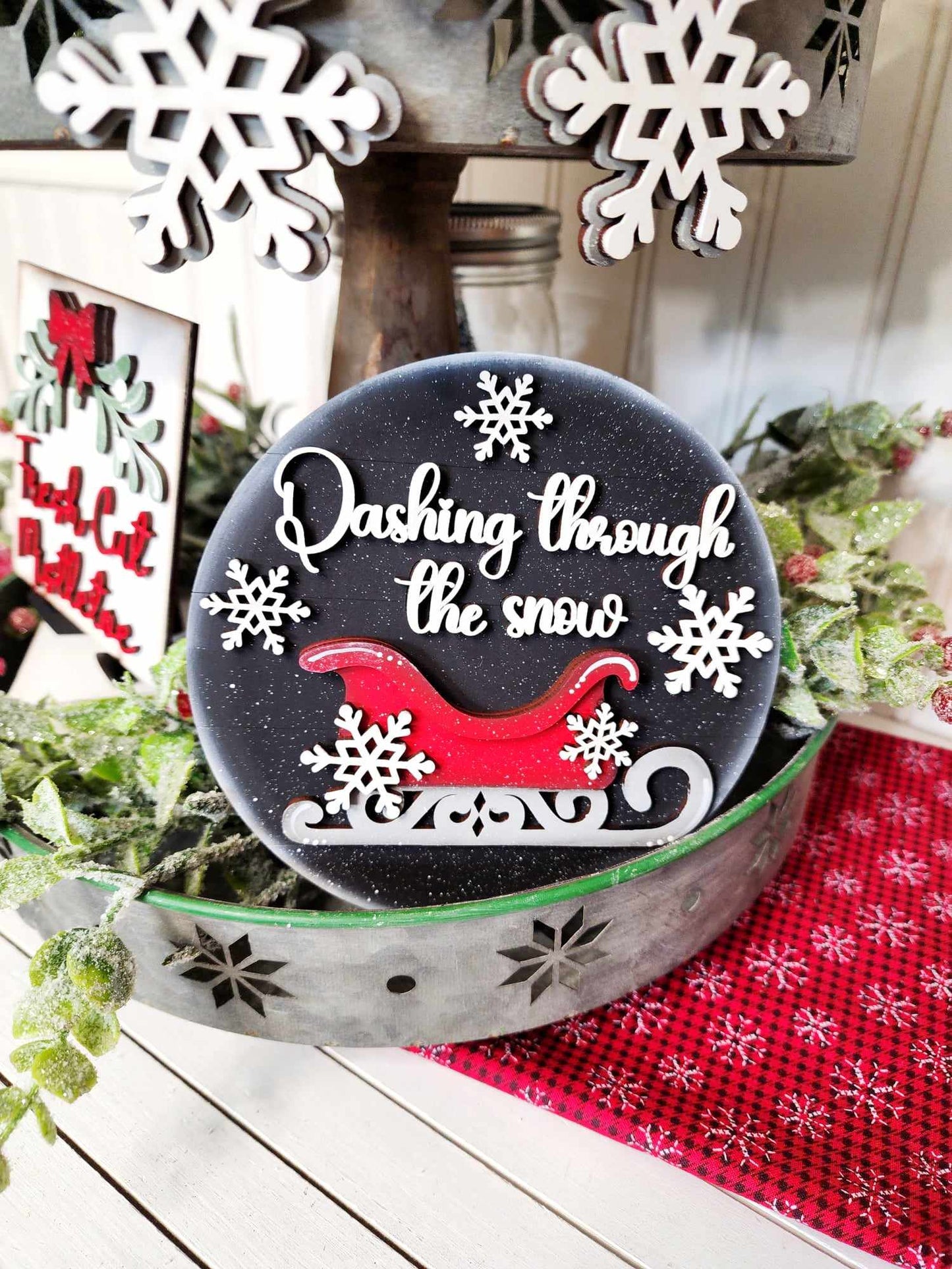 Mistletoe Christmas Tiered Tray DIY Kit