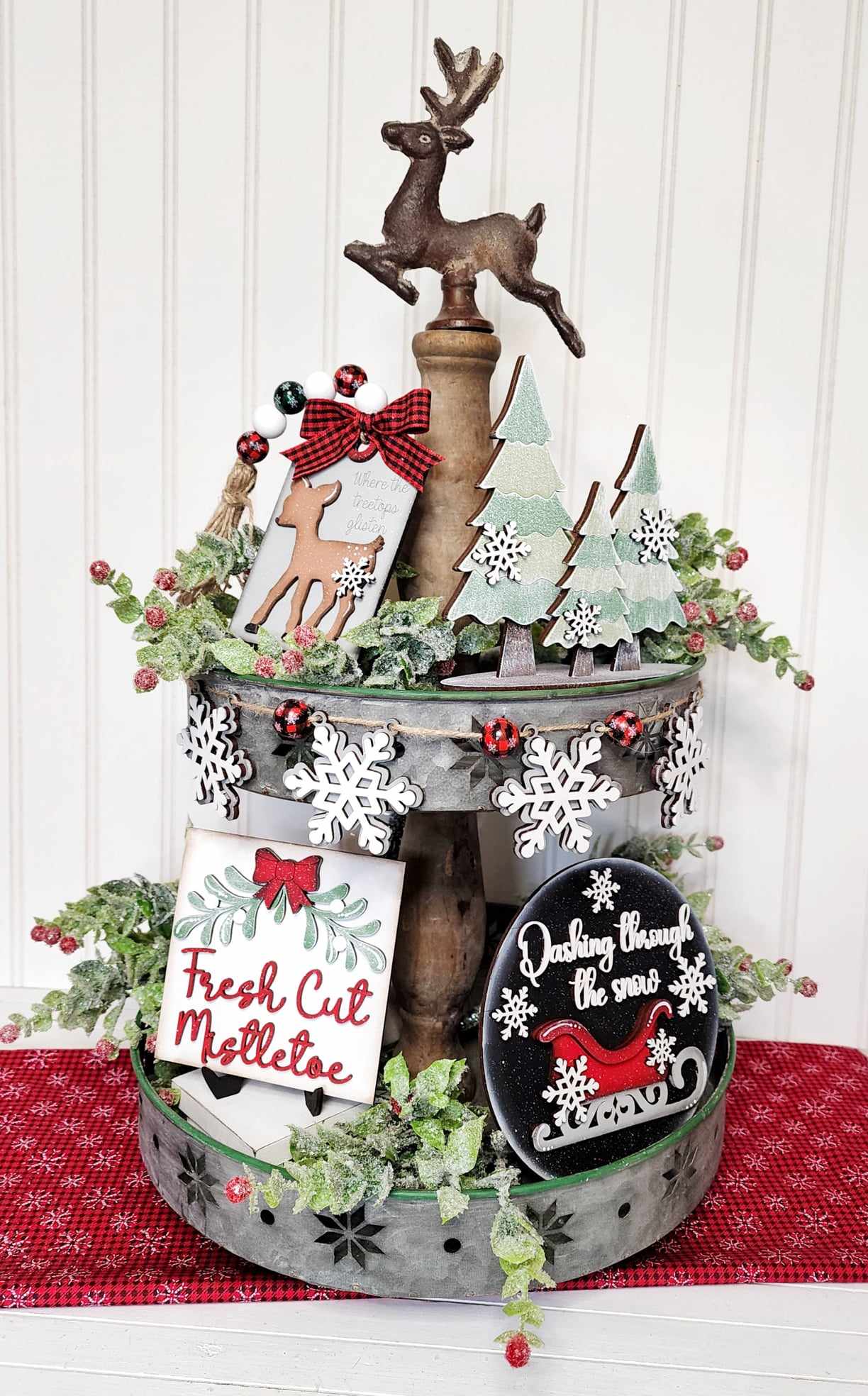 Mistletoe Christmas Tiered Tray DIY Kit