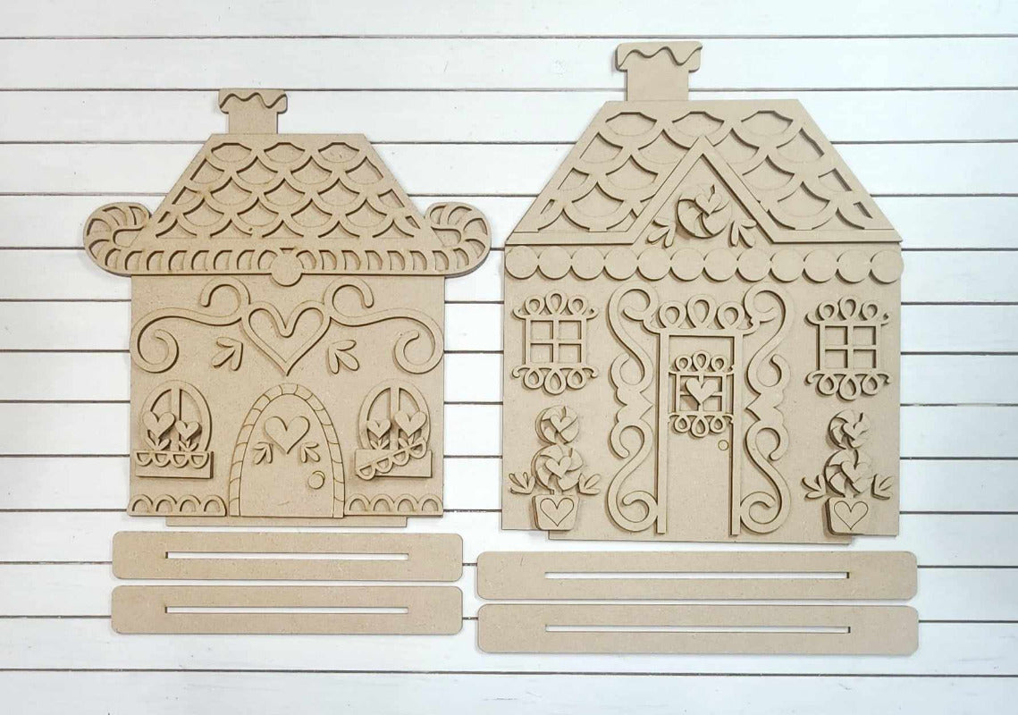 Gingerbread Christmas Houses Shelf Decor DIY Kit
