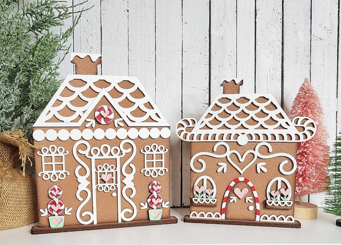 Gingerbread Christmas Houses Shelf Decor DIY Kit