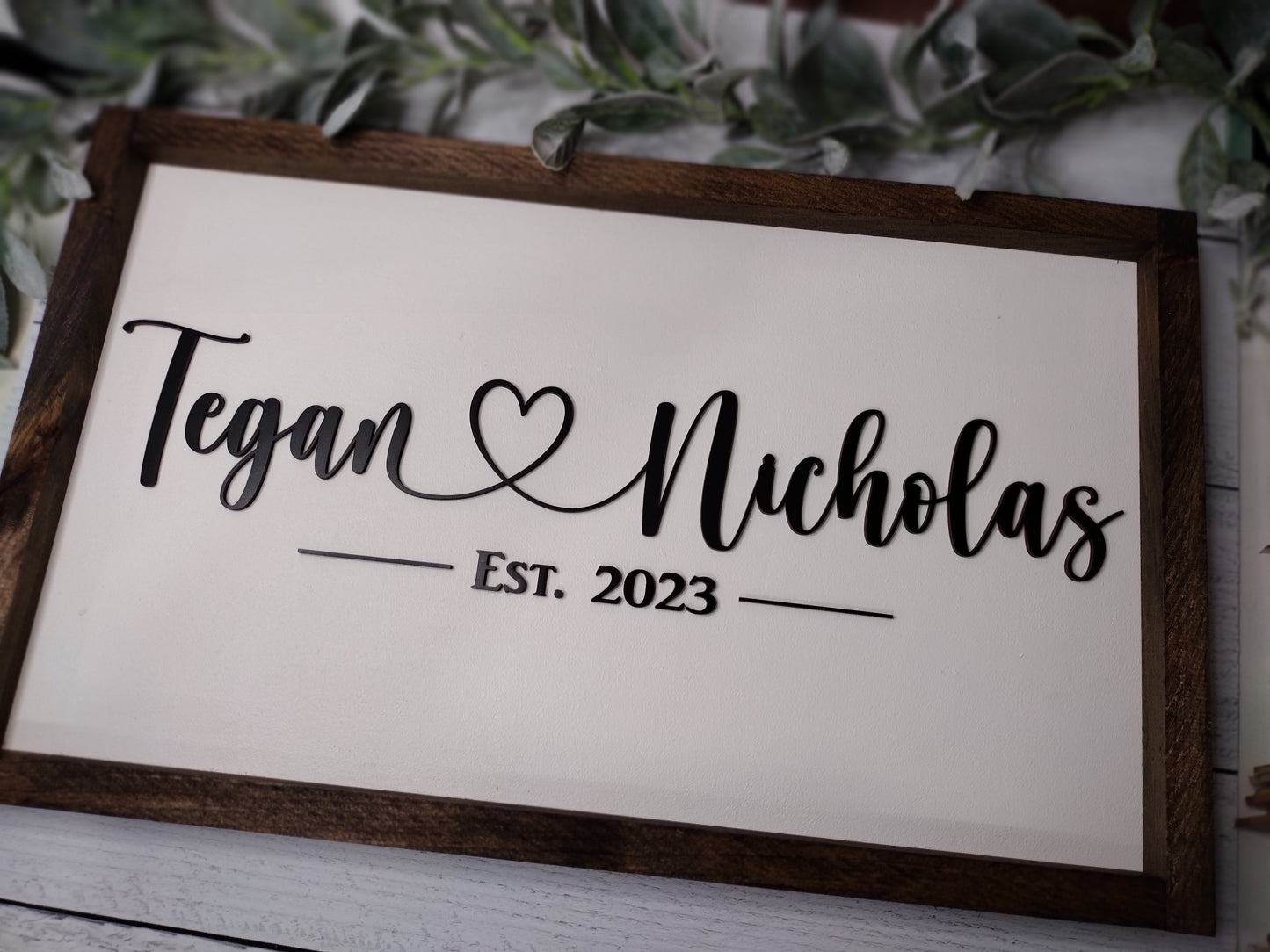 Custom Couple Names with Heart Farmhouse Sign