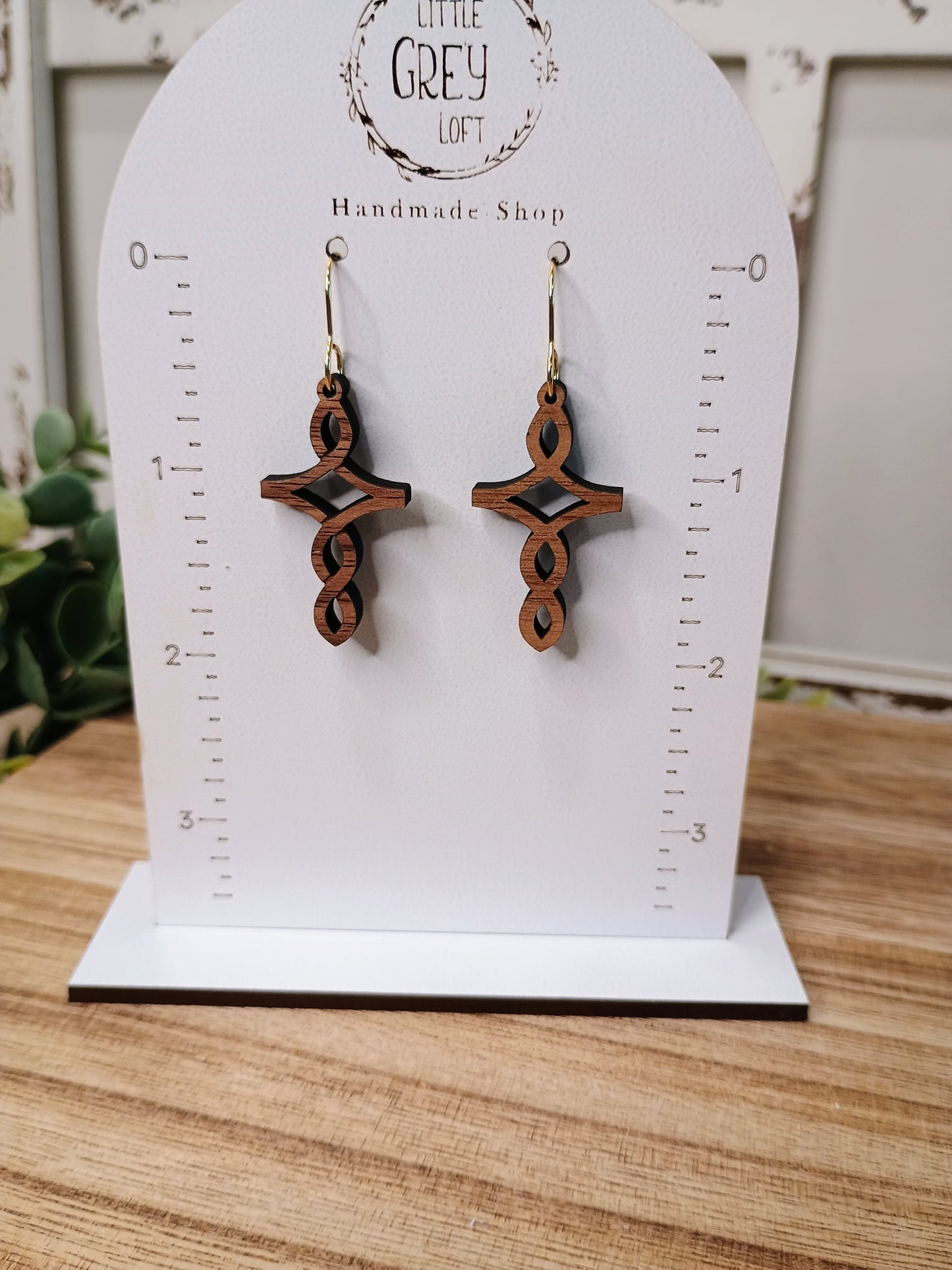 Walnut Cross Earrings