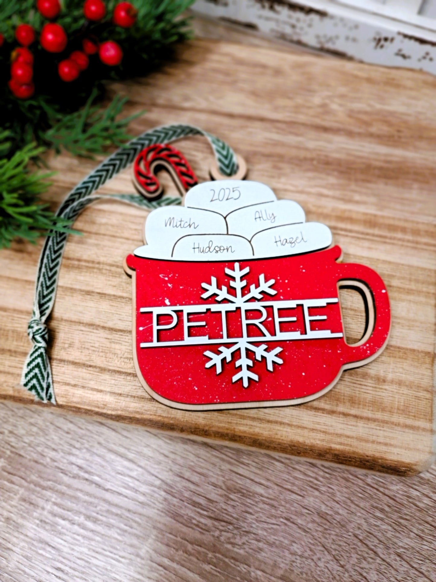 Hot Cocoa Mug Family Name Ornament
