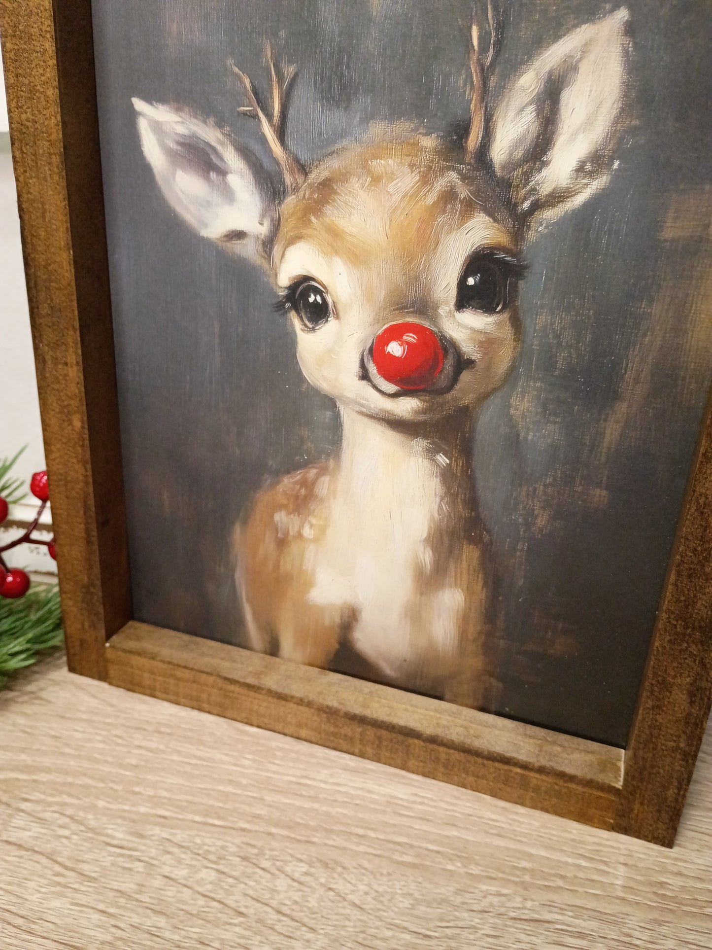 Vintage Reindeer Framed Farmhouse Style Sign