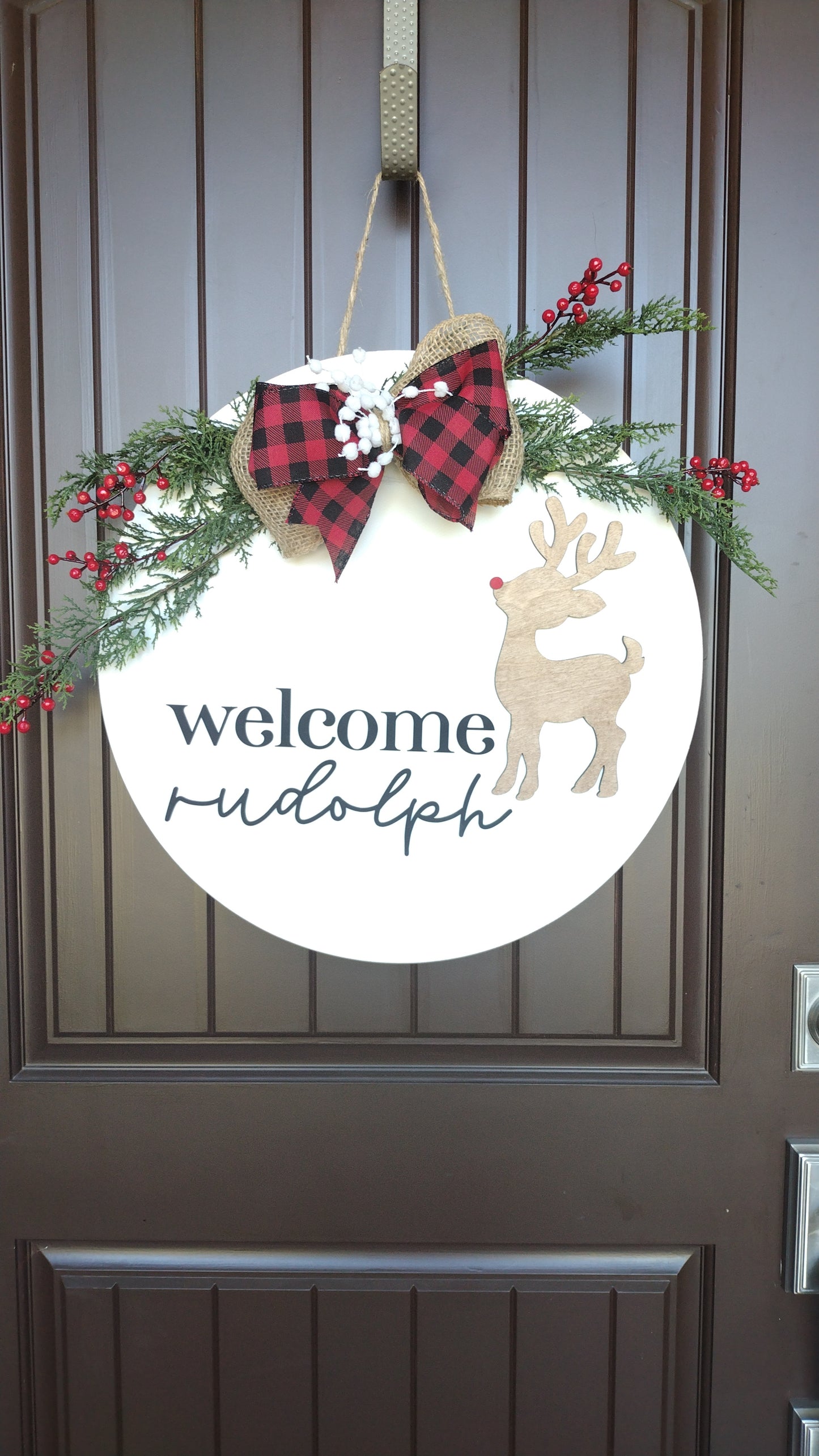 Welcome Rudolph Door Hanger