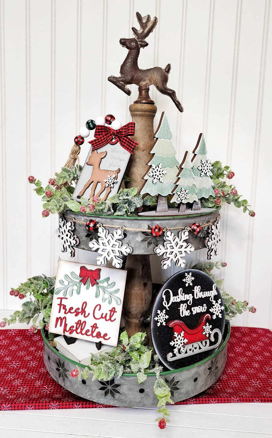 Mistletoe Christmas Tiered Tray DIY Kit