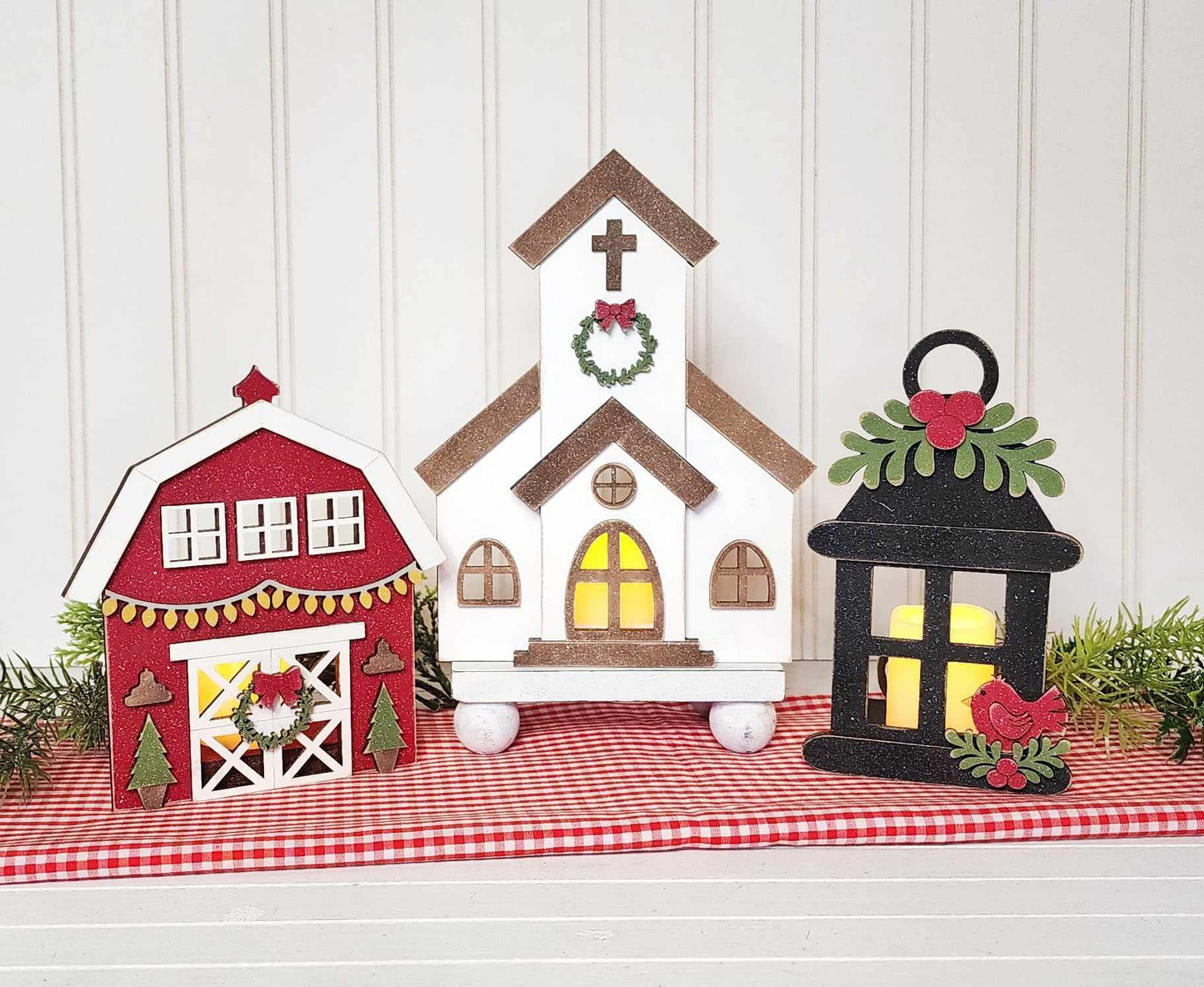 Country Christmas Farmhouse Votives - DIY KIT