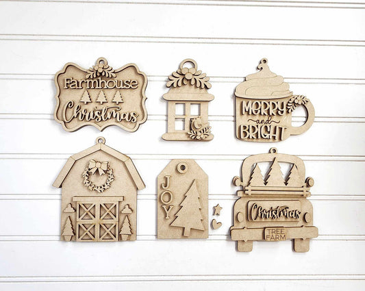 Country Christmas Tree Farm Ornaments - DIY KIT