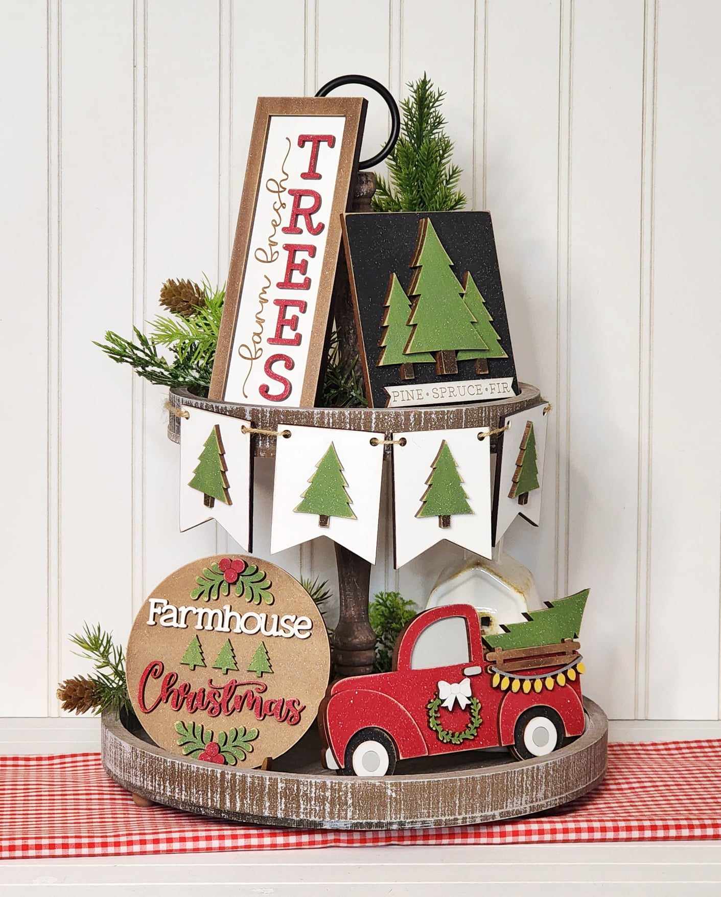 Country Christmas Tiered Tray Set - DIY KIT