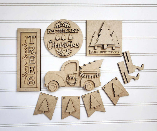 Country Christmas Tiered Tray Set - DIY KIT