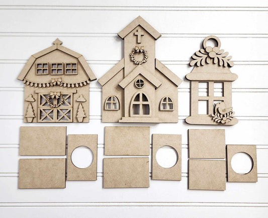 Country Christmas Farmhouse Votives - DIY KIT