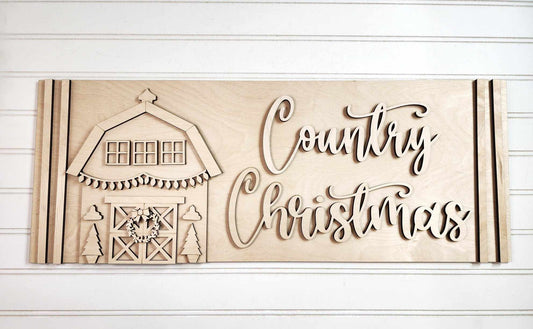 Country Christmas 18" Mantel Sign - DIY KIT