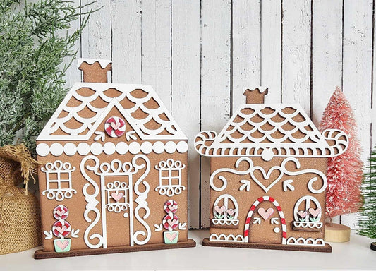 Gingerbread Christmas Houses Shelf Decor DIY Kit