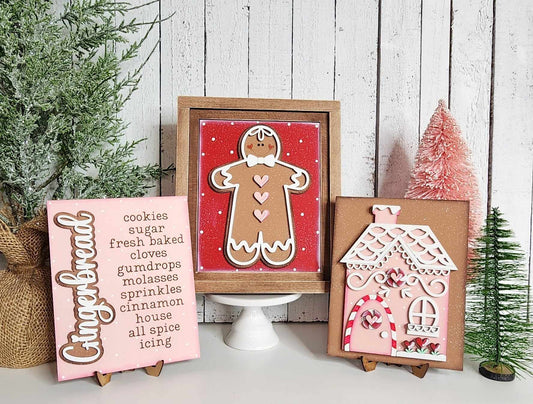 Gingerbread Christmas Interchangeable Sign DIY Kit