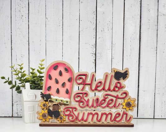 Vintage Watermelon Hello Sweet Summer Word Art DIY Kit