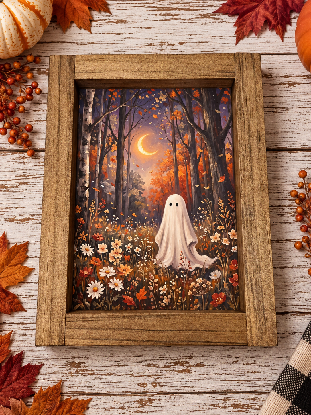 Vintage Style Floral Ghost Framed Farmhouse Sign