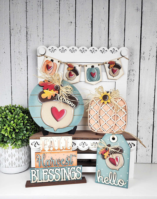 Fall harvest Tiered Tray Set from Little Grey Loft