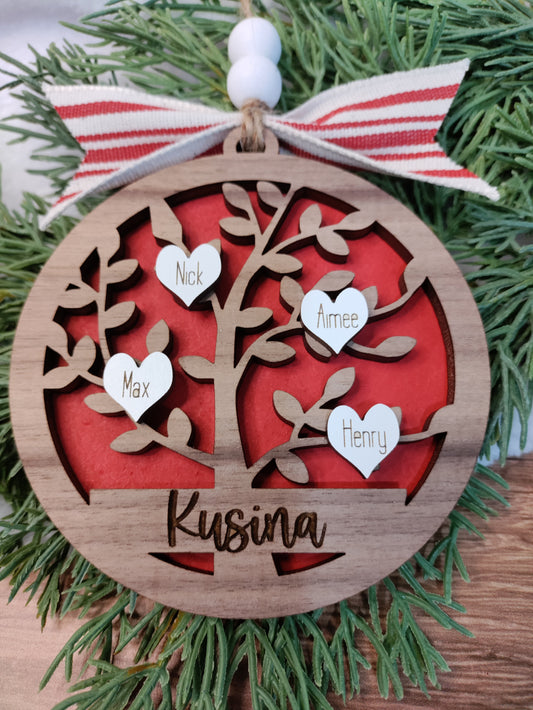 Family Tree Personalized Ornament - Undated Version