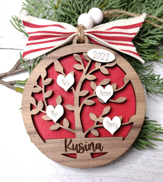 Family Tree Personalized Ornament with Year