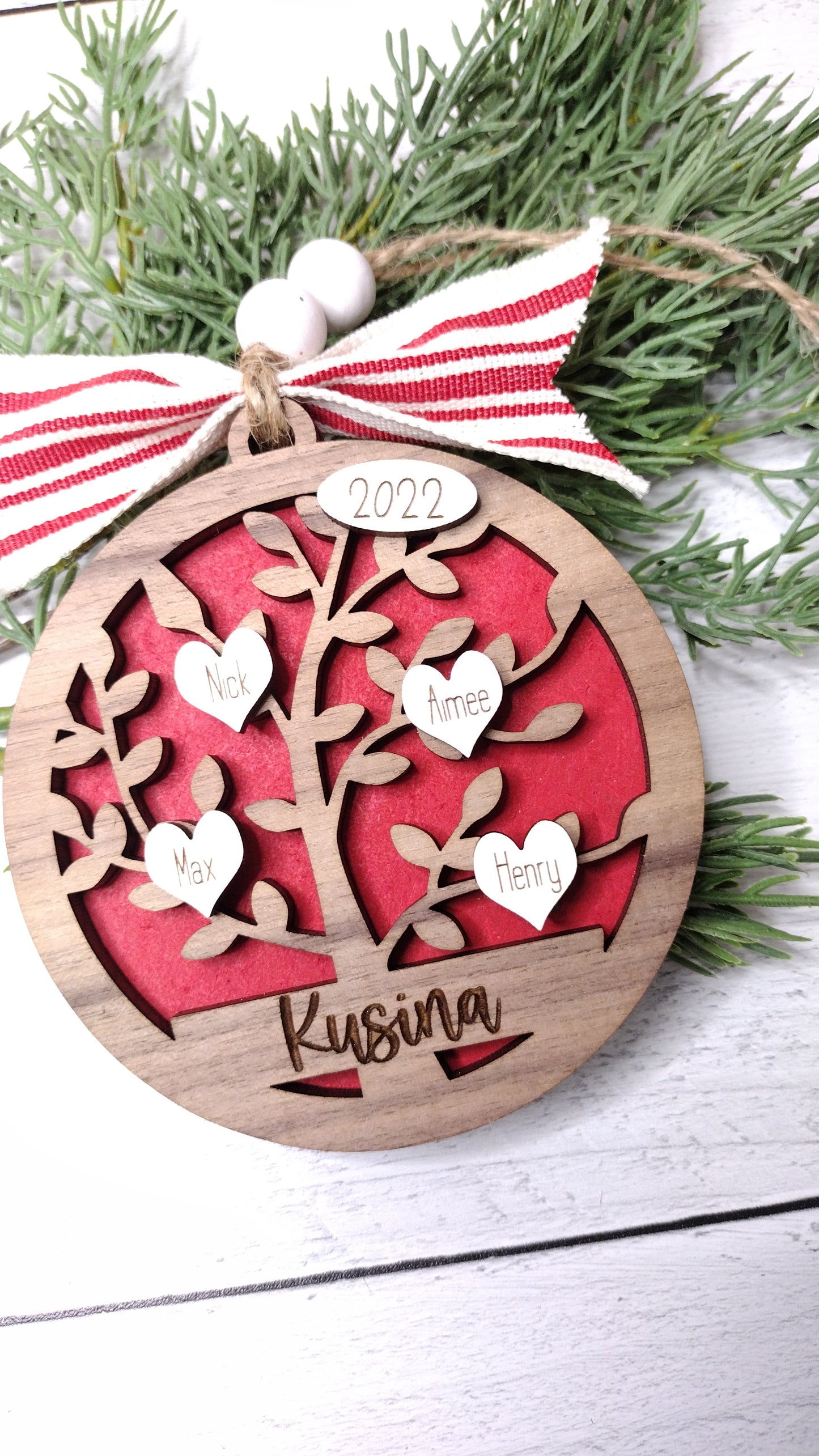 Family Tree Personalized Ornament with Year