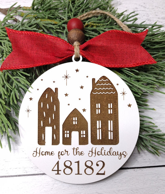 Home for the Holidays Zip Code Ornament