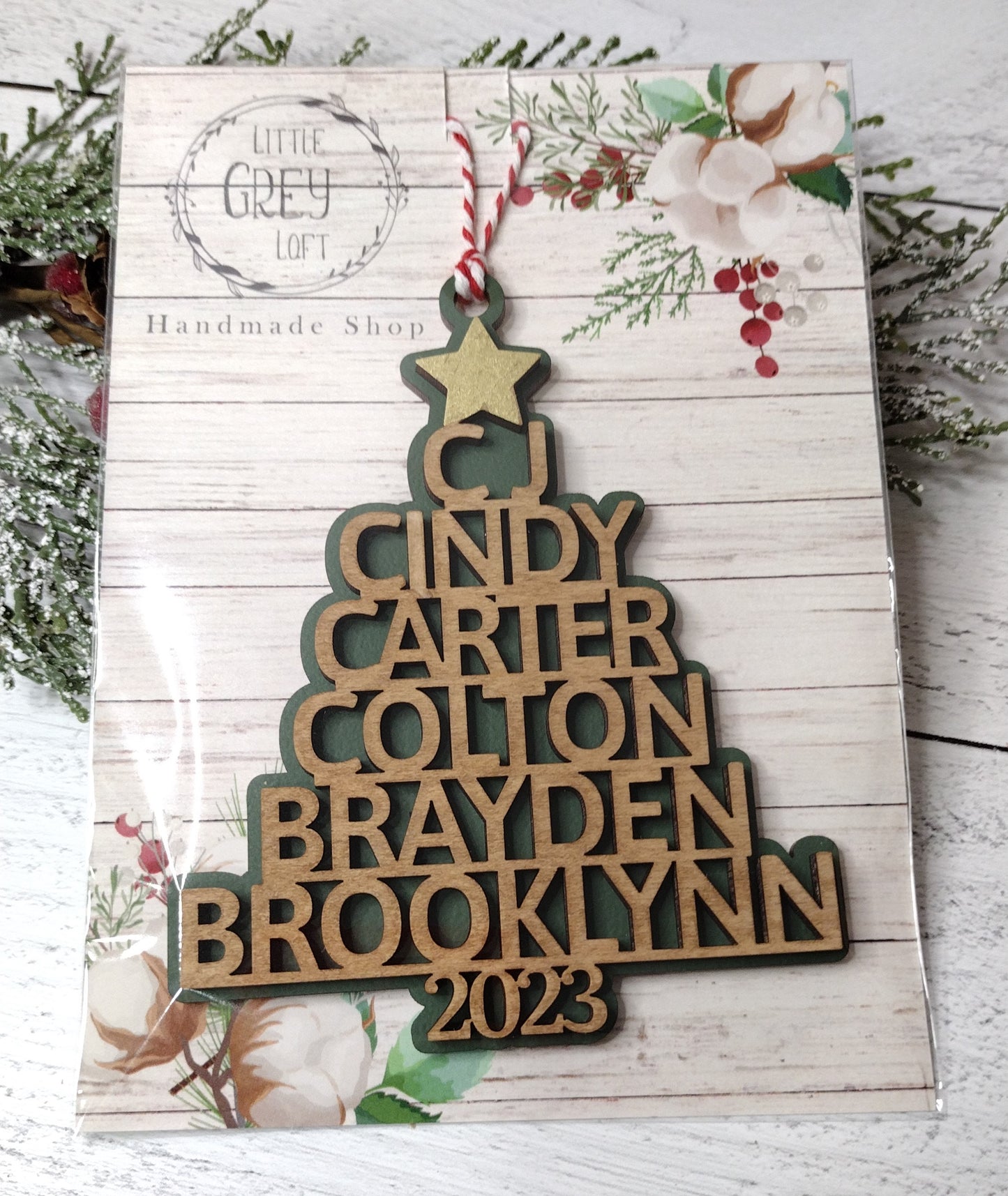 Custom Family Christmas Tree Ornament