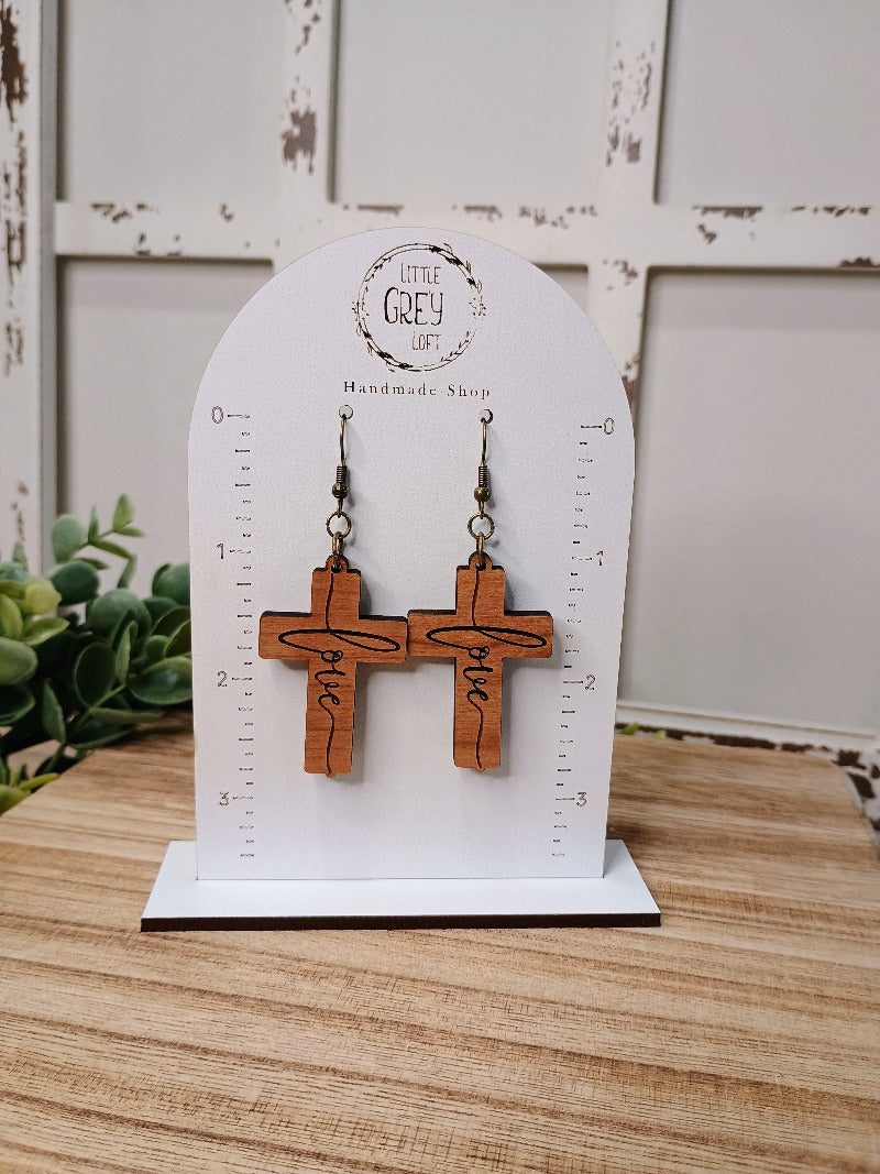 Faith Hope Love Jesus Cross Earrings