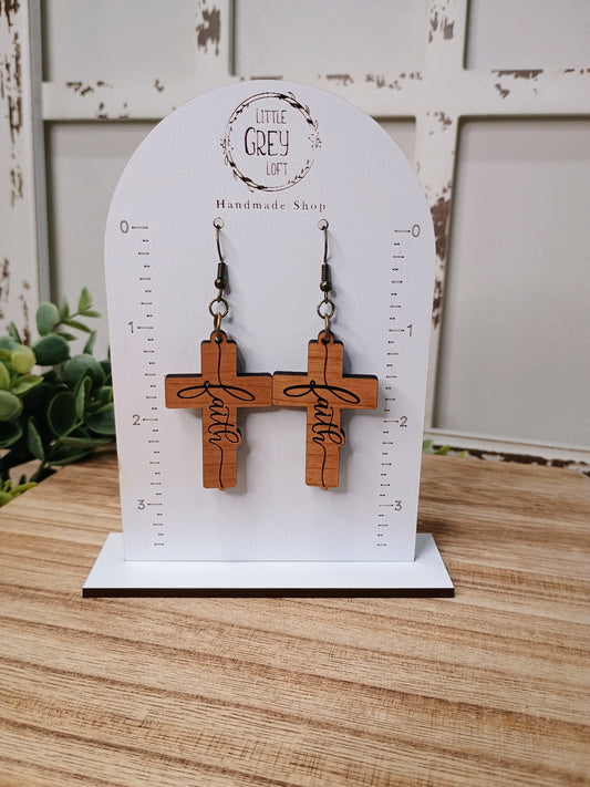Faith Hope Love Jesus Cross Earrings