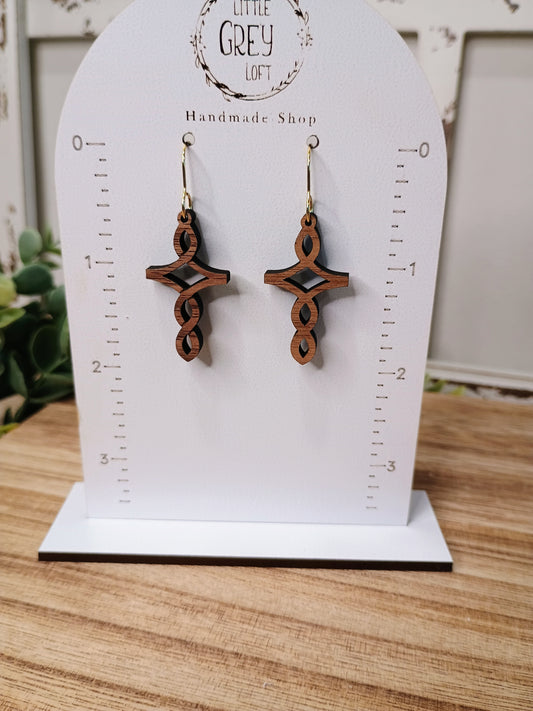 Walnut Cross Earrings
