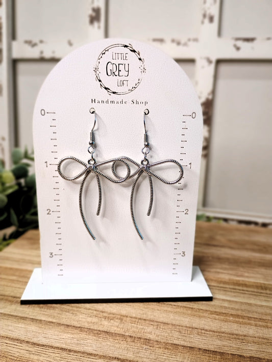Silver Bow Earrings