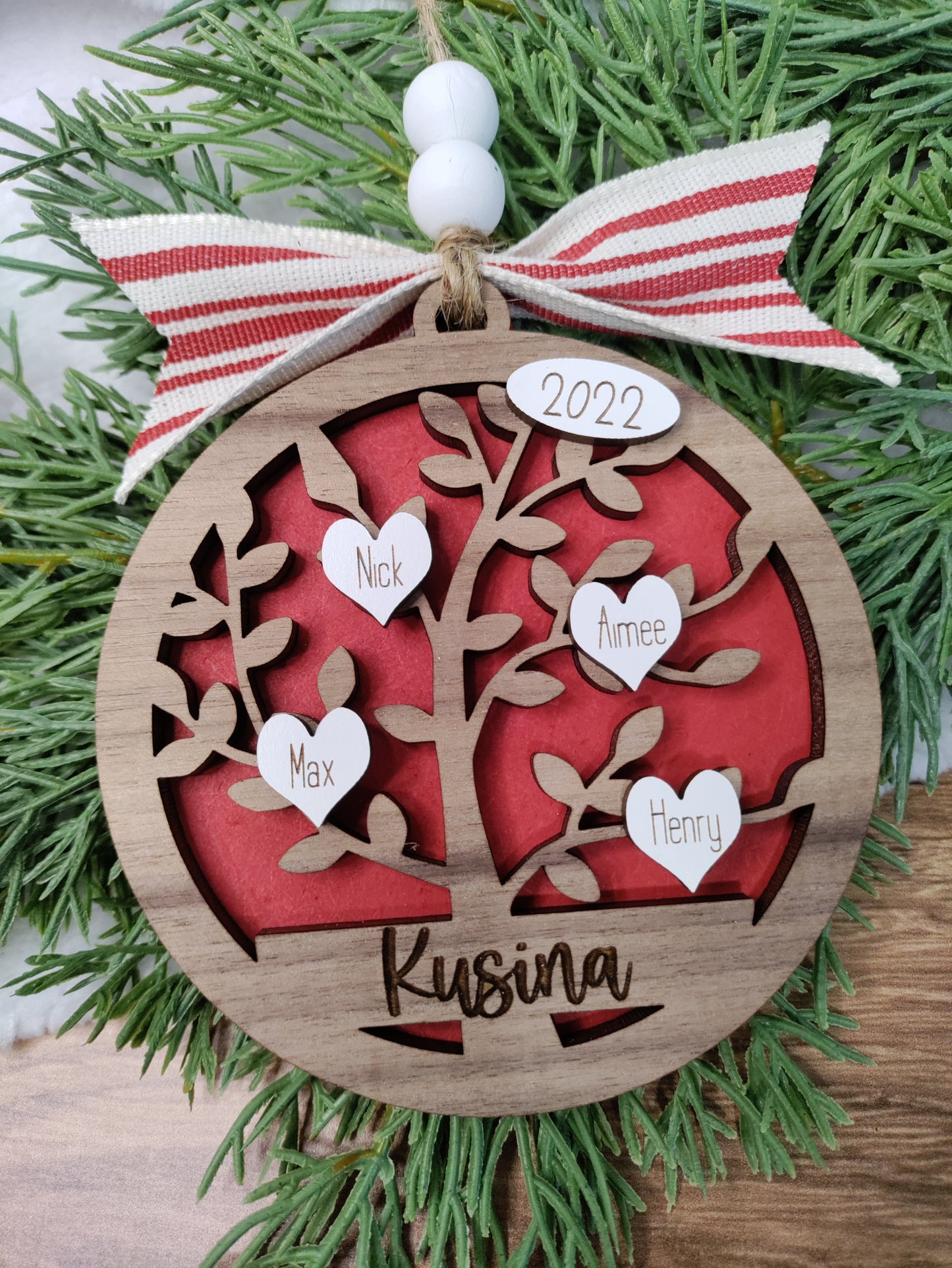 Family Tree Personalized Ornament with Year