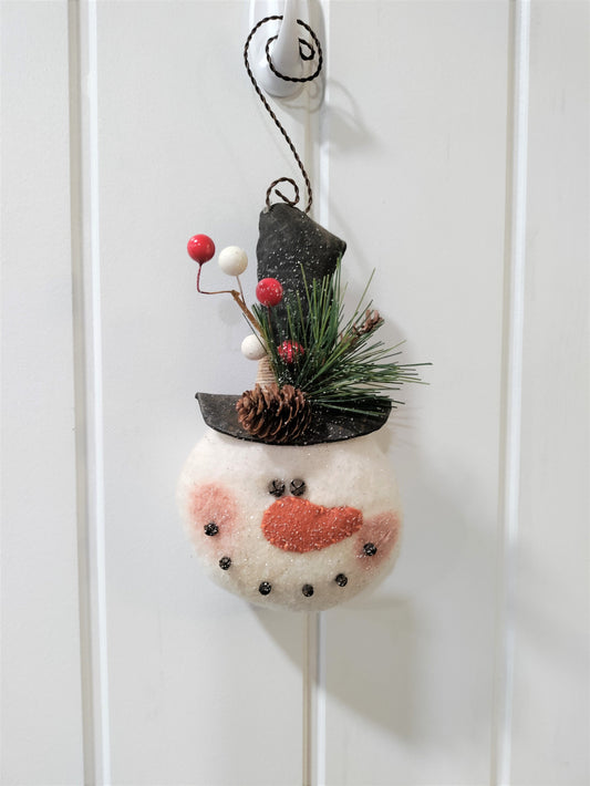 Primitive Snowman Ornament Snowman Ornie Snowman Collector Farmhouse Snowman Christmas Ornament Winter Decor