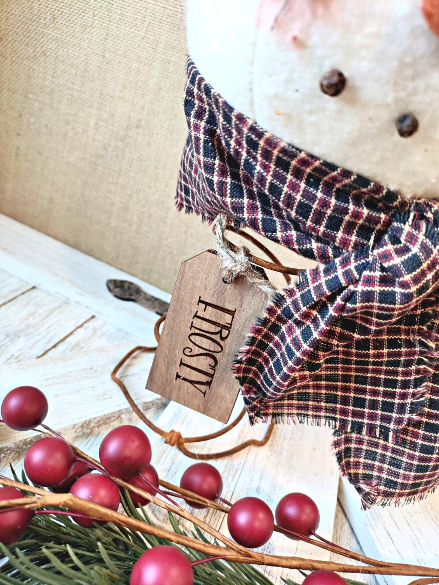 Primitive Snowman on Spring, Country Snowman, Christmas Decor, Handmade Snowman, Farmhouse Christmas Decor, Snowman Nodder, Holiday Decor